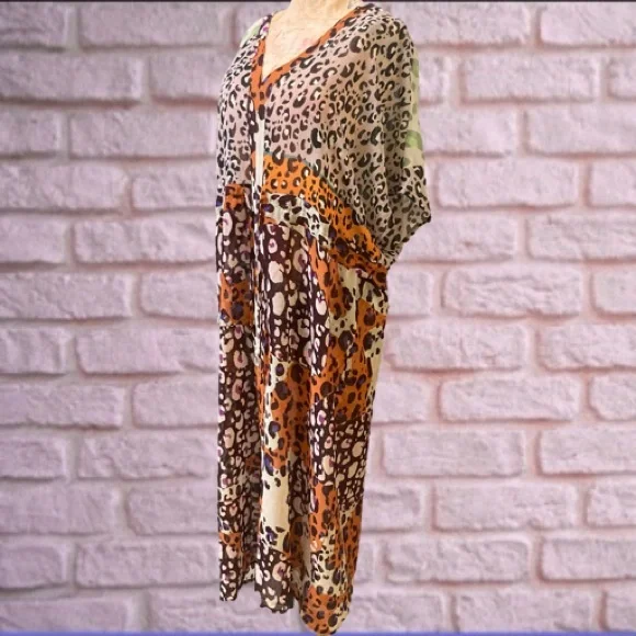 Cabi Multicolor Leopard Kimono Style Midi Dress - Picture 9 of 16